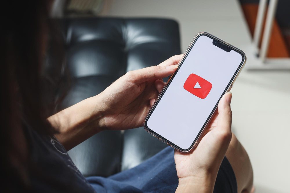 sitting on couch with youtube app