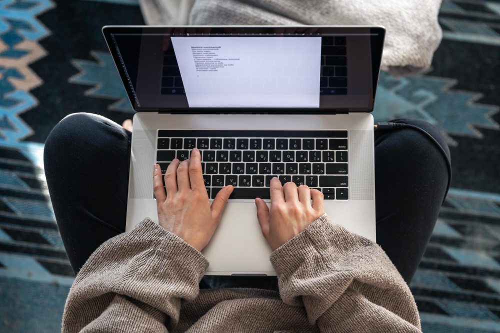 simplifying text manually on laptop