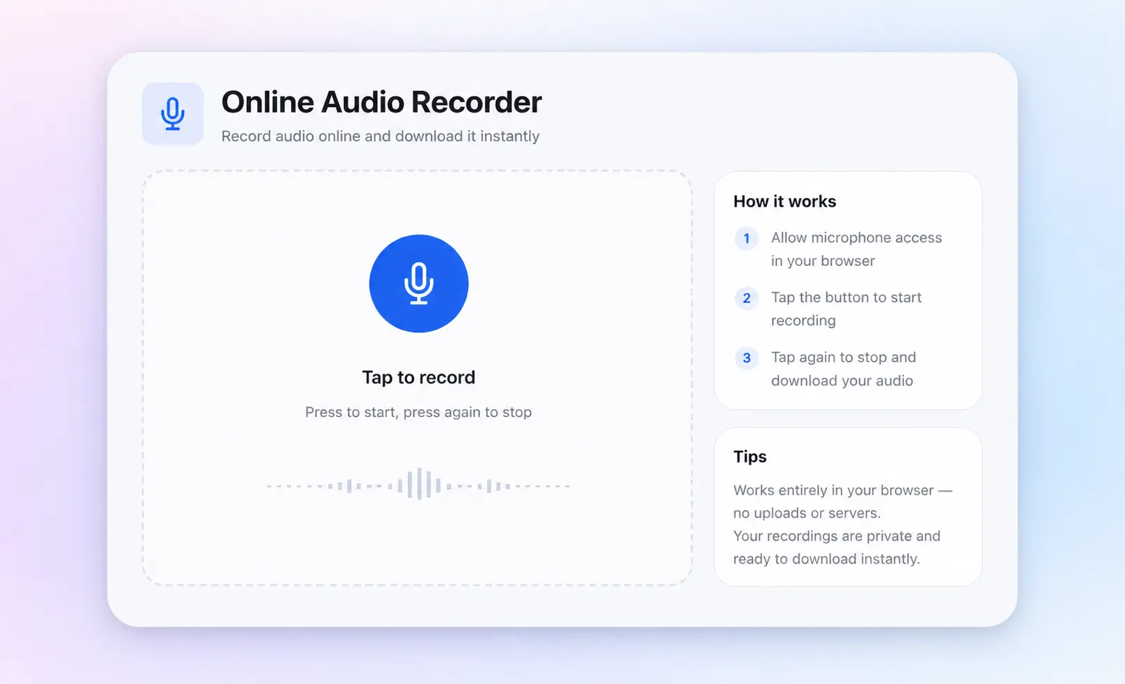 website based Online Audio Recorder 