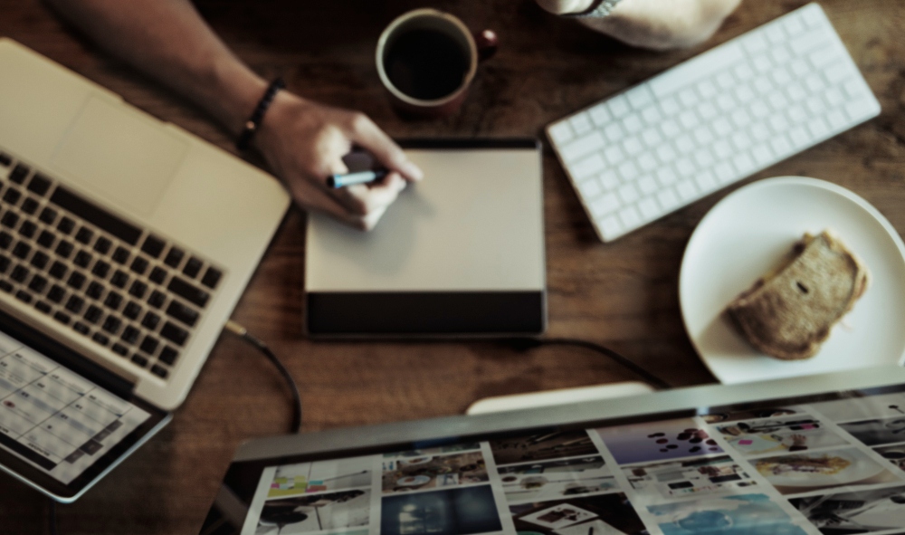 professional creating social media content using ai tools