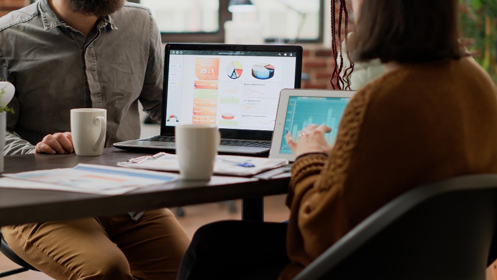 person analyzing ai powered marketing dashboard