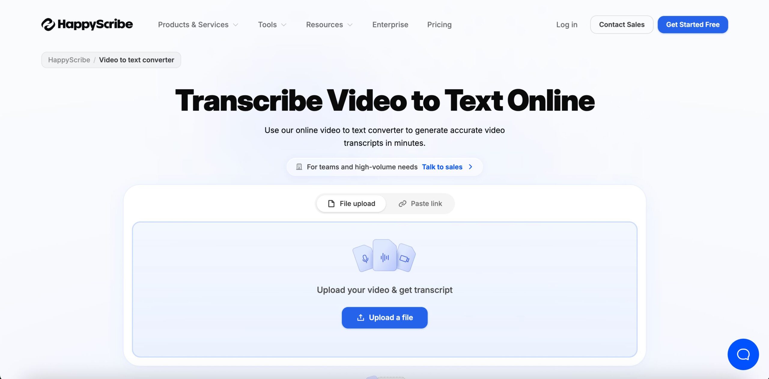 free transcription generator interface of happyscribe