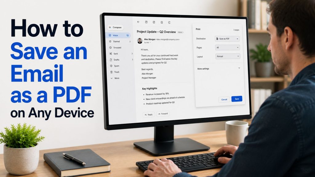 how to save email as pdf