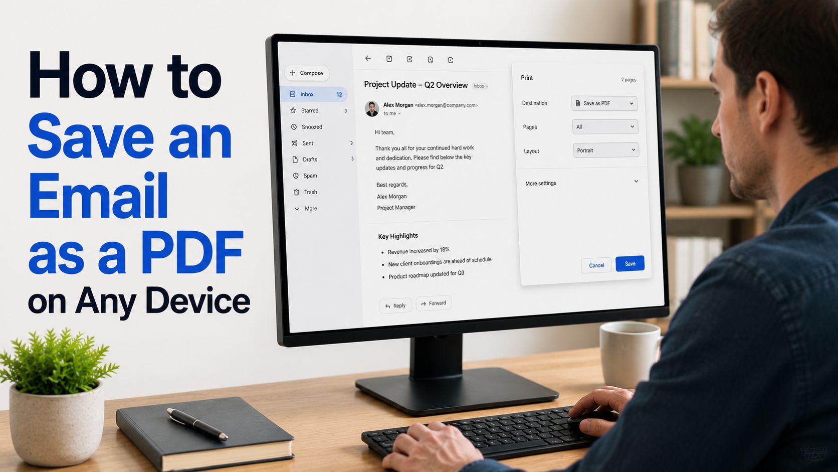 how to save email as pdf