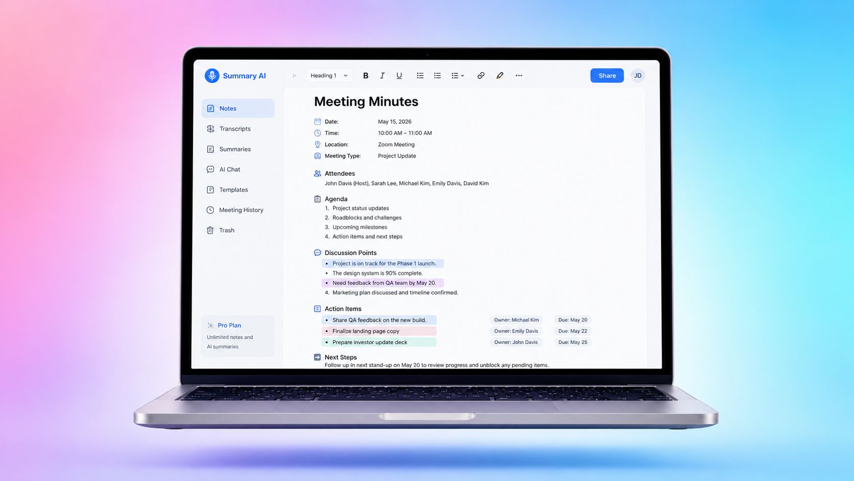 how to write meeting minutes