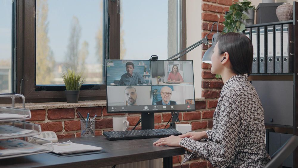 remote worker joining a video call