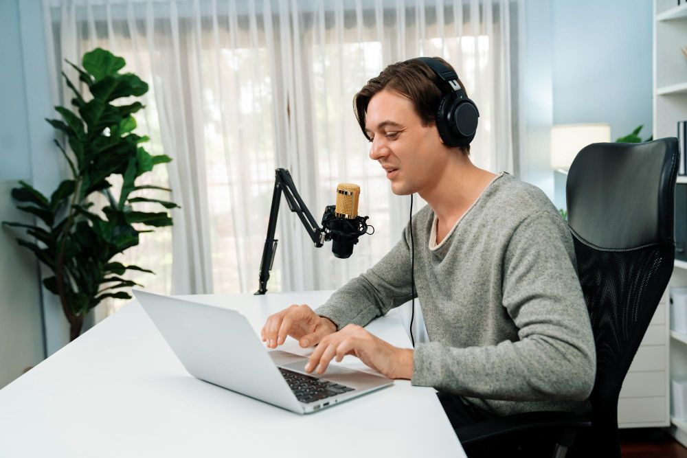 person recording a voice note