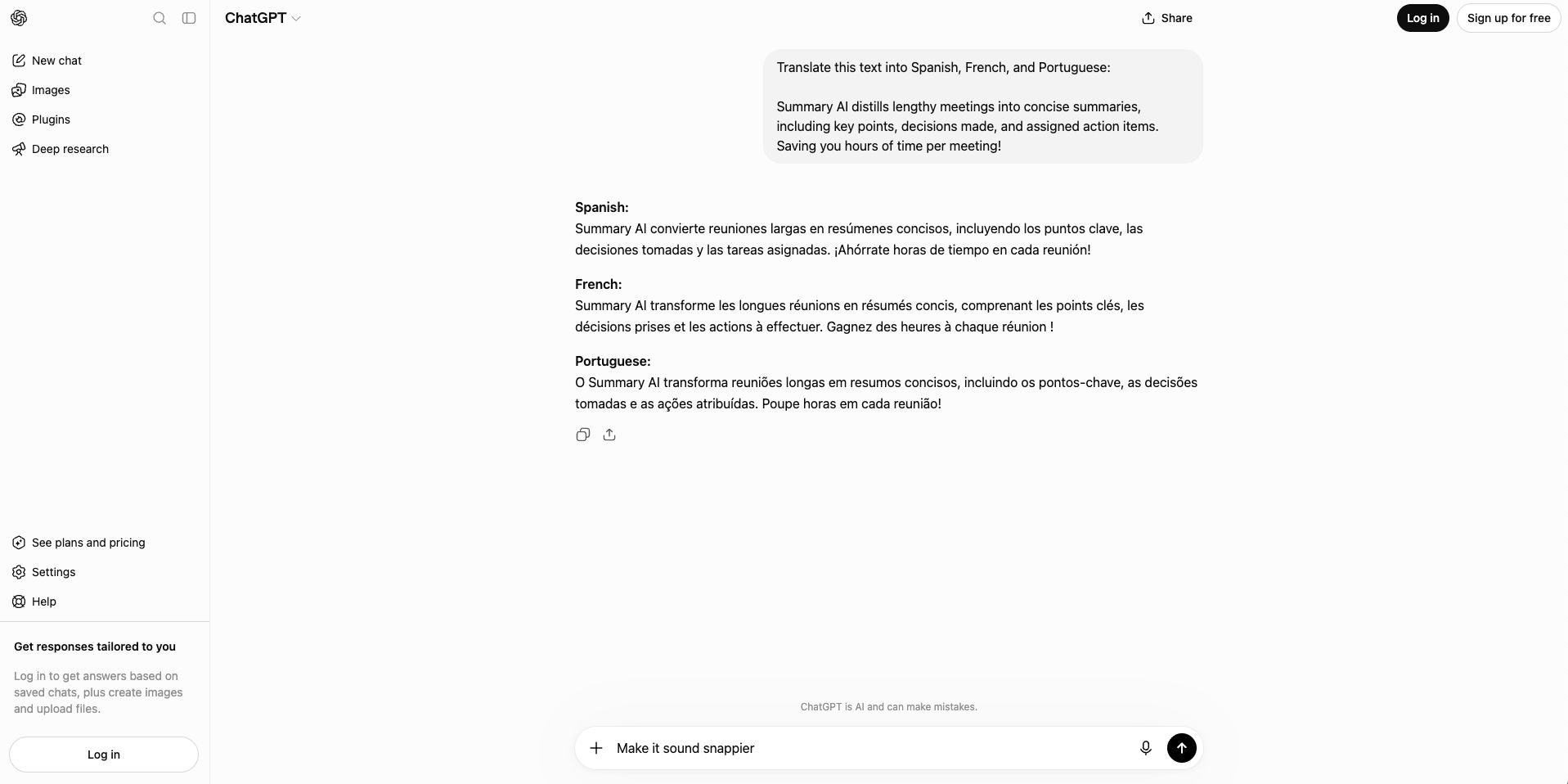 marketing copy translated with ai