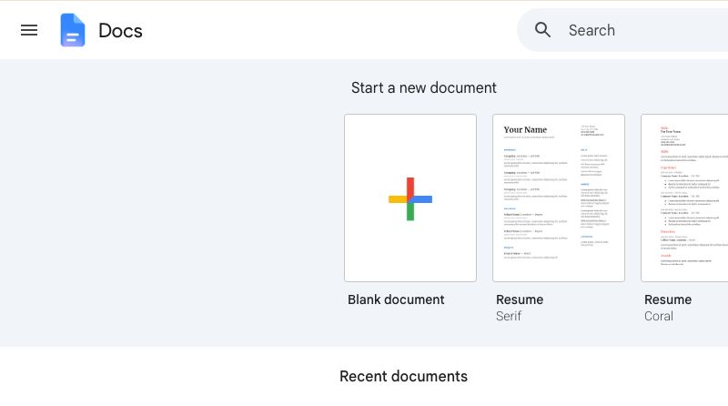 open a new blank document in google docs to transcribe a video to text for free