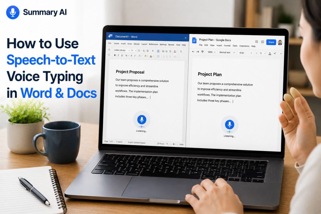 how to use speech to text voice typing in word and docs