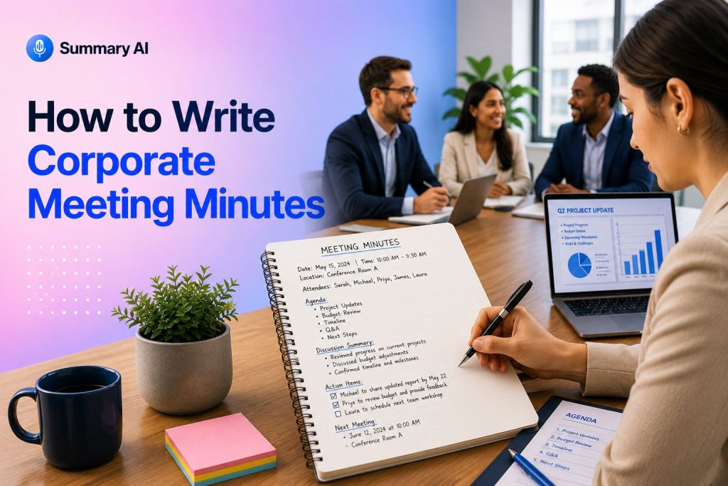 how to write corporate meeting minutes
