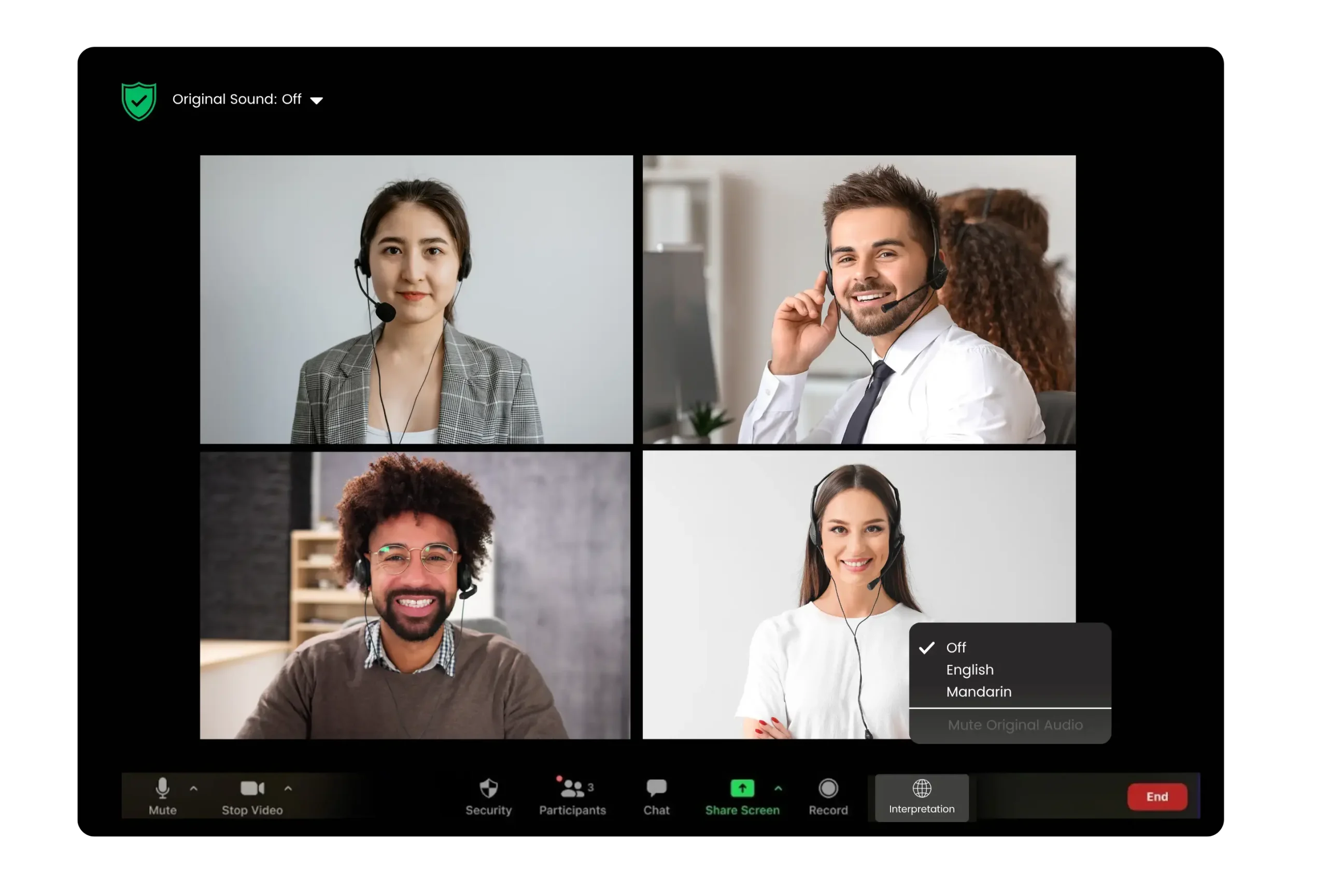 zoom meeting with language settings