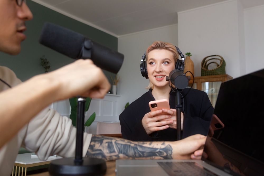 creator setting up a podcast