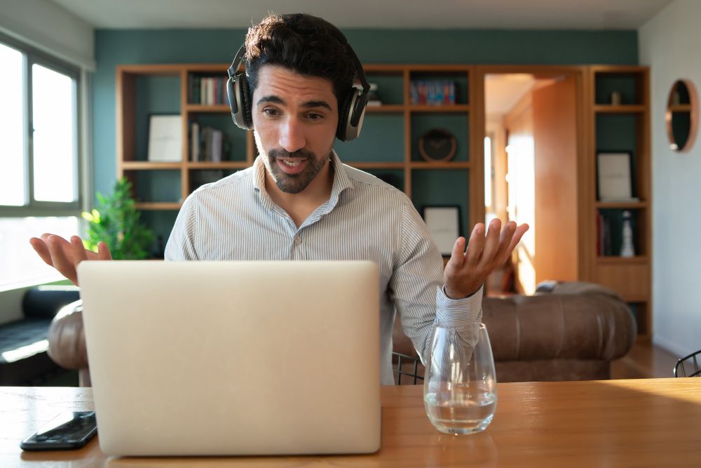 presenter hosting a live webinar