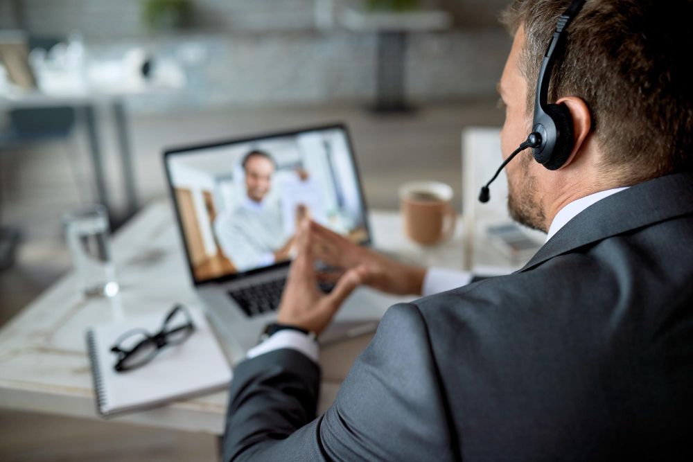 professional speaking during a remote video call