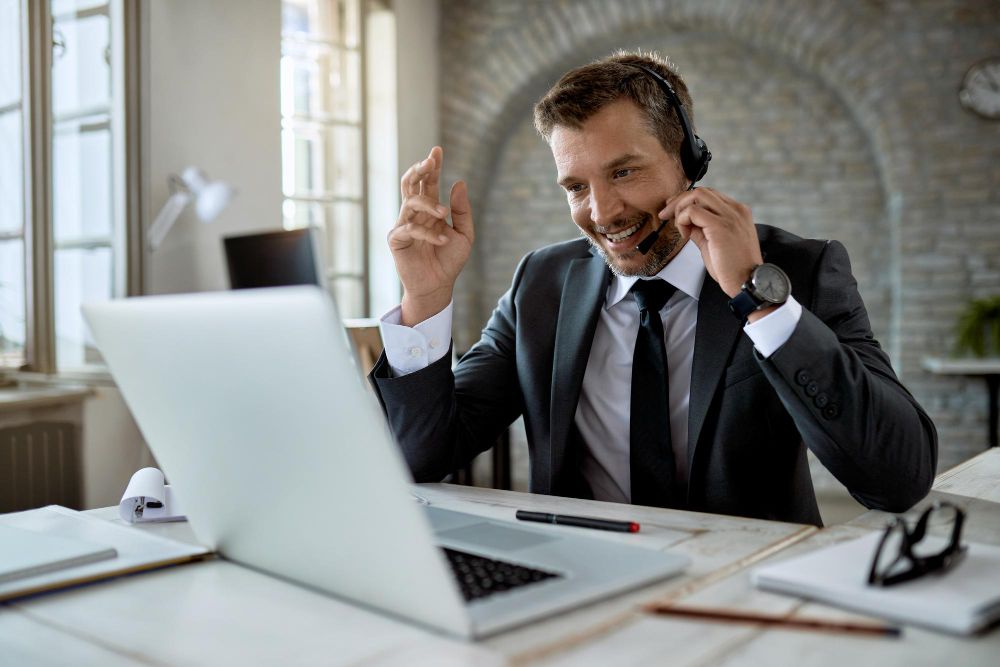 professional speaking during an online business call