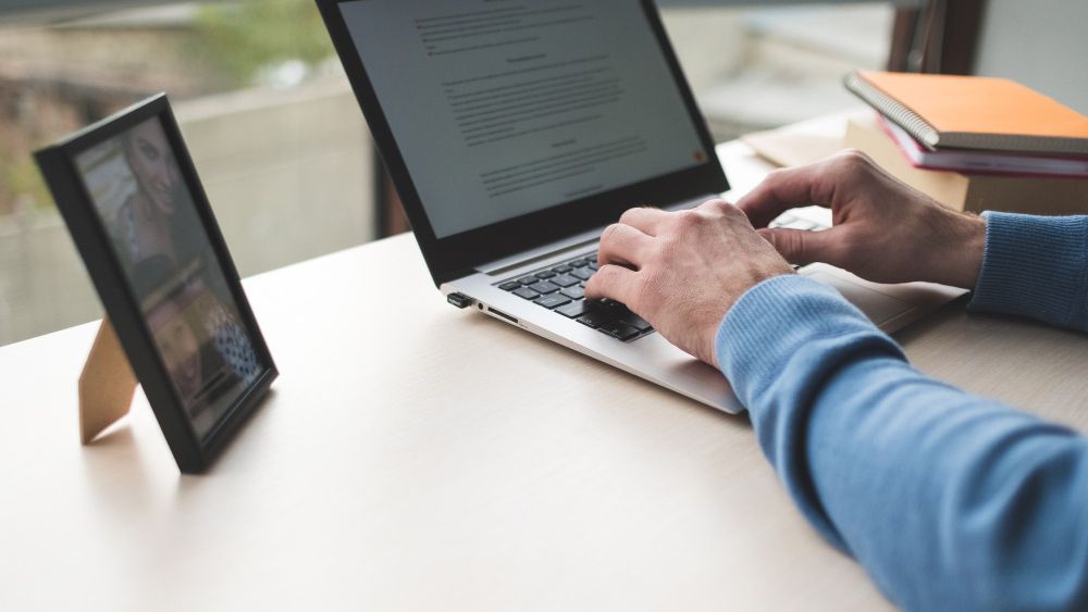 professional reviewing text during online work