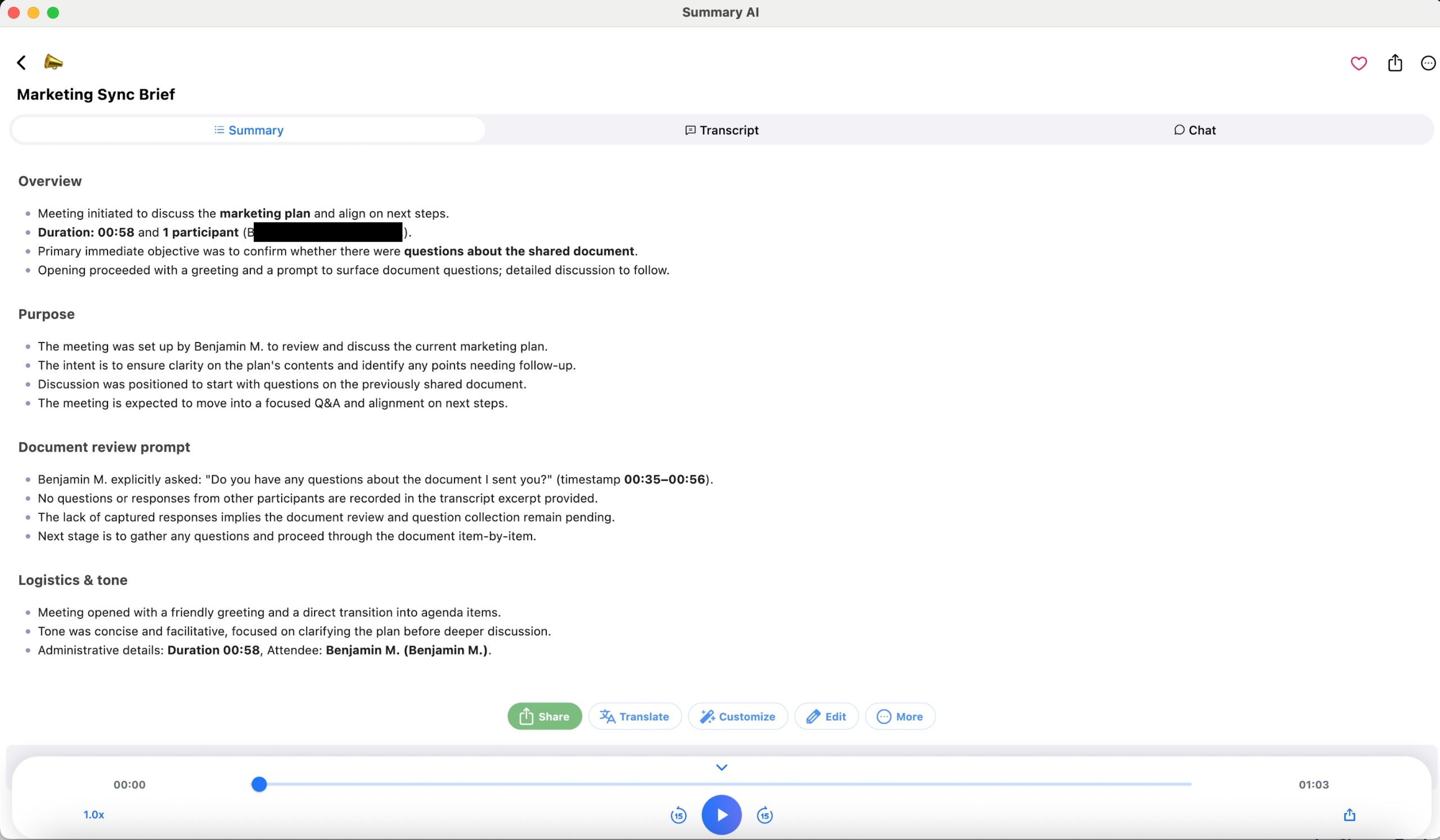 example summary generated by summary ai