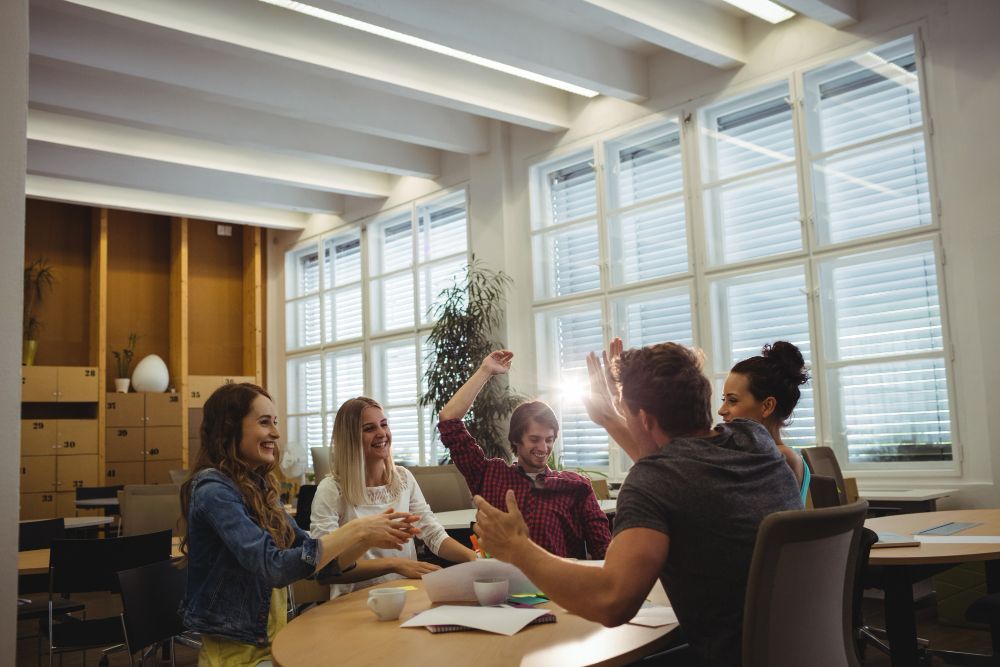 coworkers collaborating during a group session