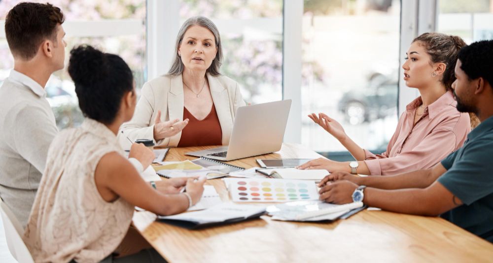 colleagues collaborating during a team meeting