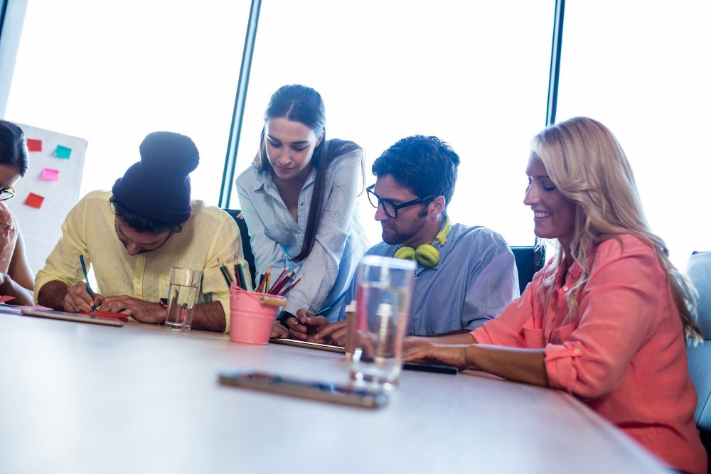 team collaborating during a group workshop