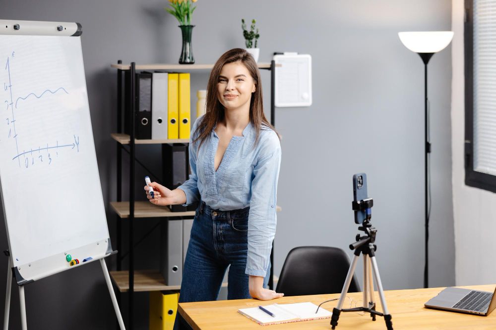 professional recording an online presentation